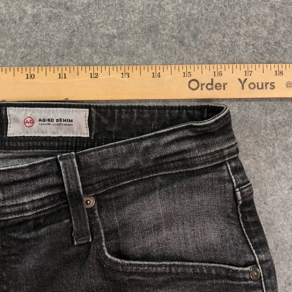 AG Tellis Mens Jeans 34x33 (fits 32x30) Black Slim Fit Dark Wash Stretch Denim
